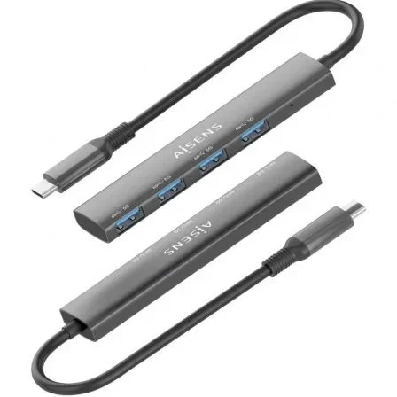 Aisens Hub USB 3.1 USB-C con 4 puertos USB 3.0, Gris